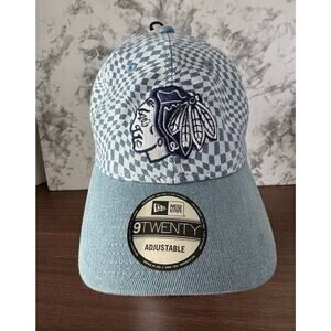 New Era Chicago BlackHawks Hat- adjustable- New with Tags- Blue Checked-